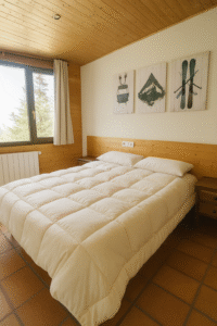 habitación doble hostal Yeti en Sierra Nevada con baño privado